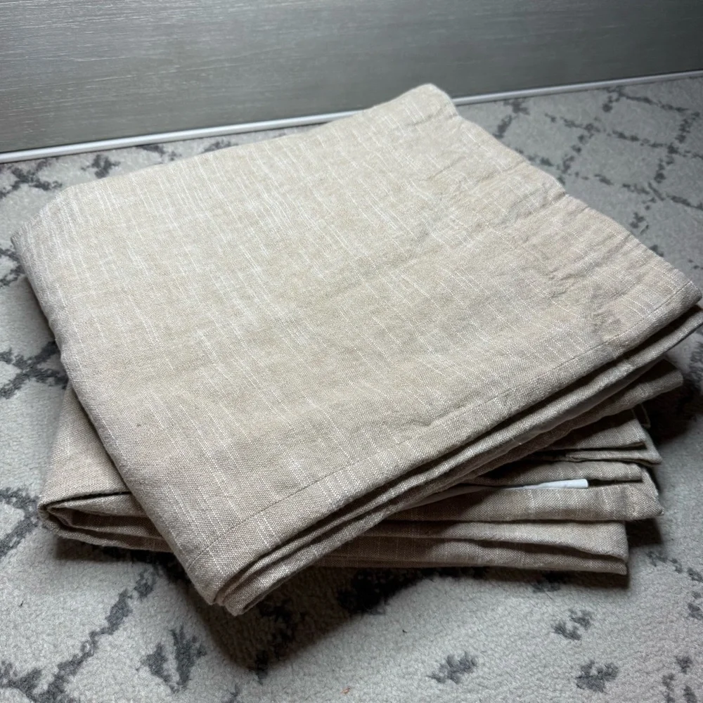 POTTERY BARN Emery SET OF 2 3 in 1 Custom Linen Cotton Light Filtering Curtains